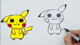 简笔画技能大放送！今天教你画出神奇宝贝皮卡丘！ - 图画吧TUHUABA
