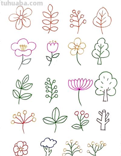 简笔画～治愈系小花花 - 图画吧TUHUABA