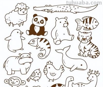 2000个动物简笔画线稿，收藏备用 - 图画吧TUHUABA