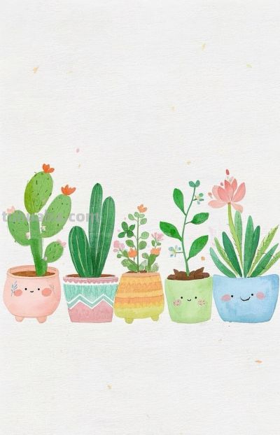 萌趣小盆栽插画集 - 图画吧TUHUABA