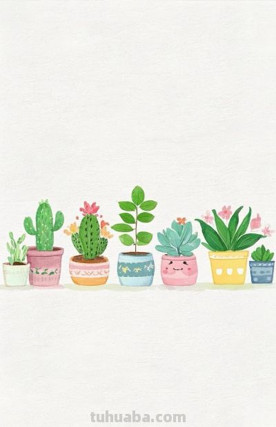 萌趣小盆栽插画集 - 图画吧TUHUABA