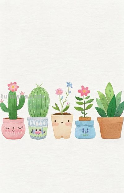 萌趣小盆栽插画集 - 图画吧TUHUABA