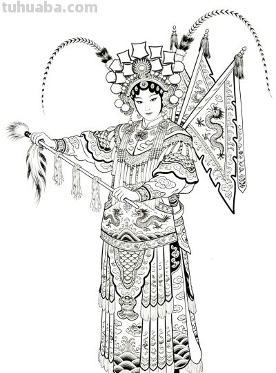 白描戏曲人物线稿，从不同服饰看人物画法，原来这就是服饰之美 - 今日头条