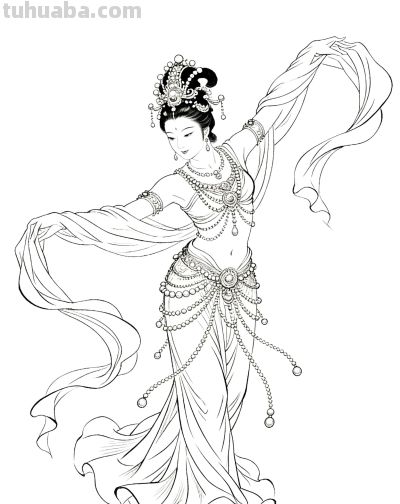 白描戏曲人物线稿，从不同服饰看人物画法，原来这就是服饰之美 - 图画吧TUHUABA