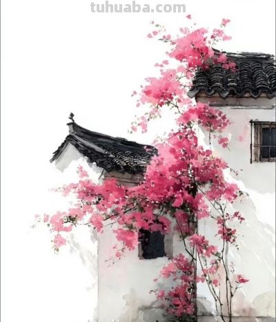 春满园庭锁不住 诗意栖居画中游丨彤汐中式建筑的浪漫插画分享 - 图画吧TUHUABA