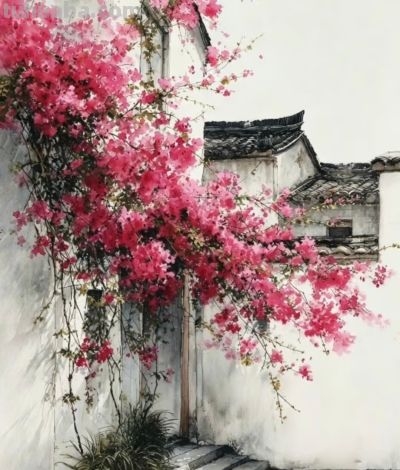 春满园庭锁不住 诗意栖居画中游丨彤汐中式建筑的浪漫插画分享 - 图画吧TUHUABA