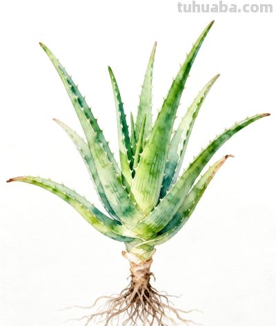 水彩画｜芦荟 - 图画吧TUHUABA