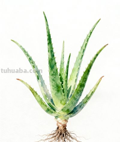 水彩画｜芦荟 - 图画吧TUHUABA