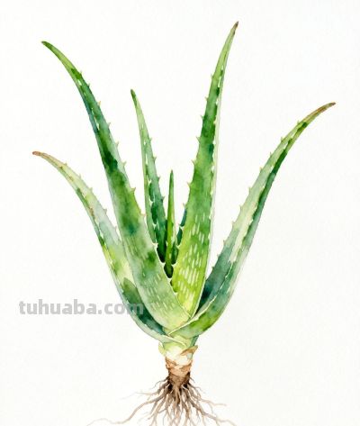 水彩画｜芦荟 - 图画吧TUHUABA