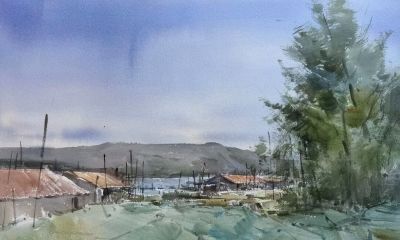 何万太·水彩艺术 | 旧雪与老树的呼吸，藏着生活最柔软的坚韧 - 图画吧TUHUABA