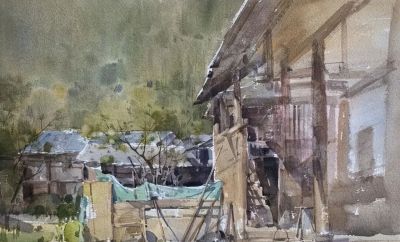 何万太·水彩艺术 | 旧雪与老树的呼吸，藏着生活最柔软的坚韧 - 图画吧TUHUABA