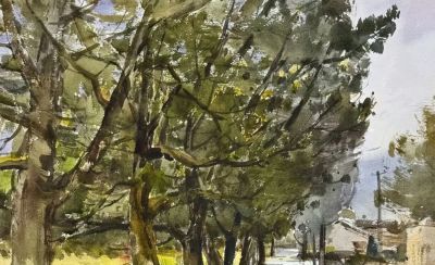 何万太·水彩艺术 | 旧雪与老树的呼吸，藏着生活最柔软的坚韧 - 图画吧TUHUABA