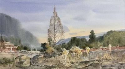 何万太·水彩艺术 | 旧雪与老树的呼吸，藏着生活最柔软的坚韧 - 图画吧TUHUABA