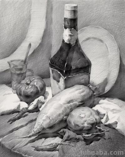 ​江振坤100素静物描作品 - 图画吧TUHUABA