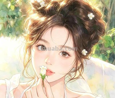 元气春日限定少女水彩头像 - 图画吧TUHUABA