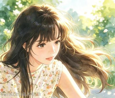 元气春日限定少女水彩头像 - 图画吧TUHUABA