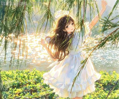 元气春日限定少女水彩头像 - 图画吧TUHUABA