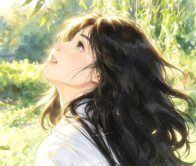 元气春日限定少女水彩头像 - 图画吧TUHUABA