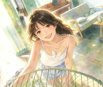 元气春日限定少女水彩头像 - 图画吧TUHUABA