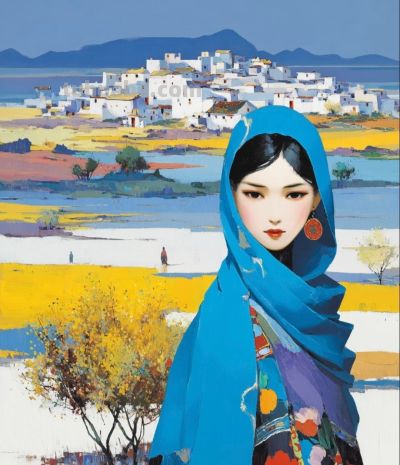 水彩勾勒美人颜 民族韵致意绵长丨涛声依旧水彩人物插画头像分享 - 图画吧TUHUABA