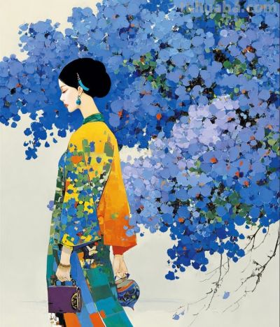 水彩勾勒美人颜 民族韵致意绵长丨涛声依旧水彩人物插画头像分享 - 图画吧TUHUABA