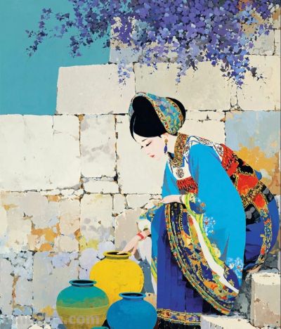 水彩勾勒美人颜 民族韵致意绵长丨涛声依旧水彩人物插画头像分享 - 图画吧TUHUABA