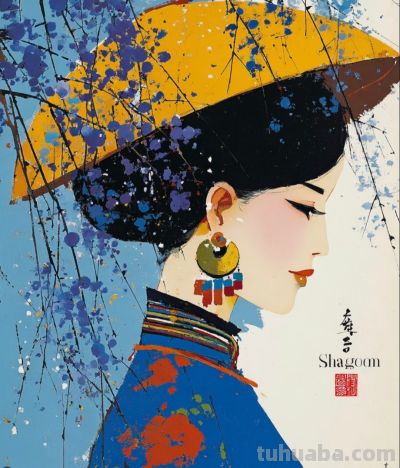 水彩勾勒美人颜 民族韵致意绵长丨涛声依旧水彩人物插画头像分享 - 图画吧TUHUABA