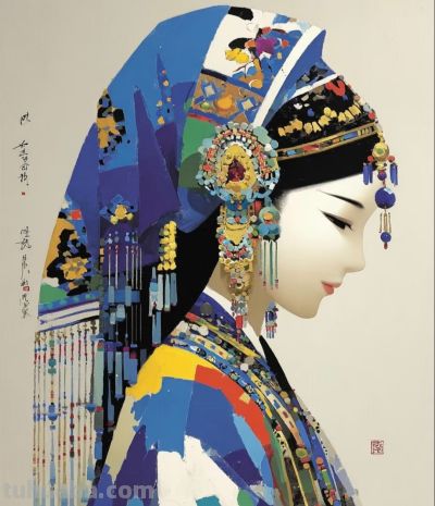 水彩勾勒美人颜 民族韵致意绵长丨涛声依旧水彩人物插画头像分享 - 图画吧TUHUABA