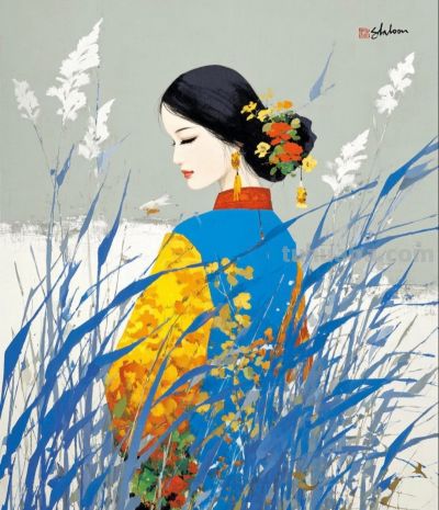 水彩勾勒美人颜 民族韵致意绵长丨涛声依旧水彩人物插画头像分享 - 图画吧TUHUABA