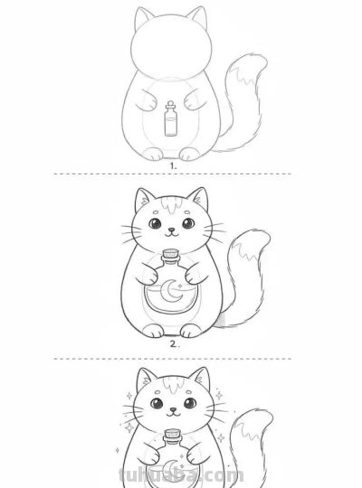 原来画猫咪，这么简单，带有过程，临摹学画 - 图画吧TUHUABA