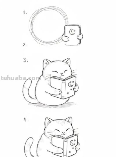 原来画猫咪，这么简单，带有过程，临摹学画 - 图画吧TUHUABA