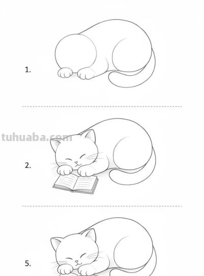 原来画猫咪，这么简单，带有过程，临摹学画 - 图画吧TUHUABA