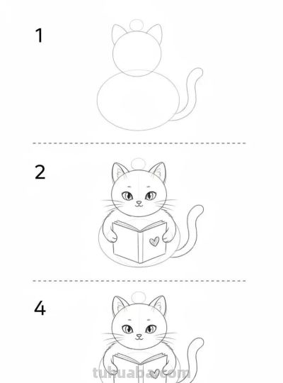 原来画猫咪，这么简单，带有过程，临摹学画 - 图画吧TUHUABA