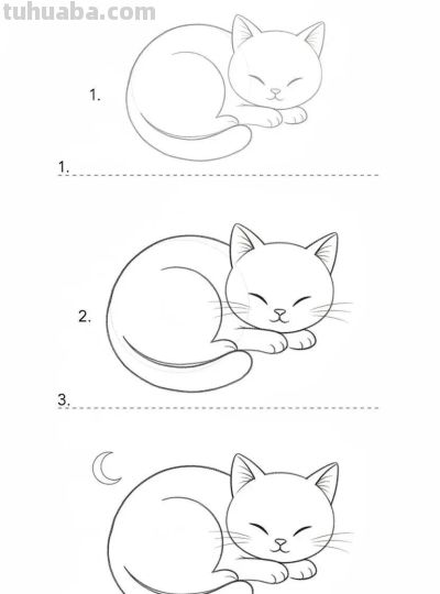 原来画猫咪，这么简单，带有过程，临摹学画 - 图画吧TUHUABA