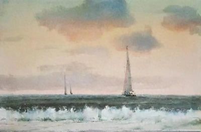 圣彼得堡国立艺术学院的副教授笔下水彩风景白云大海 - 今日头条