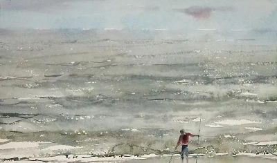 圣彼得堡国立艺术学院的副教授笔下水彩风景白云大海 - 图画吧TUHUABA