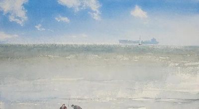 圣彼得堡国立艺术学院的副教授笔下水彩风景白云大海 - 图画吧TUHUABA