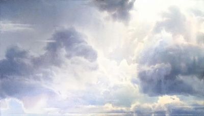 圣彼得堡国立艺术学院的副教授笔下水彩风景白云大海 - 图画吧TUHUABA