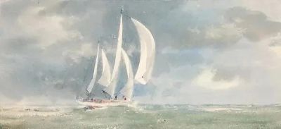 圣彼得堡国立艺术学院的副教授笔下水彩风景白云大海 - 图画吧TUHUABA