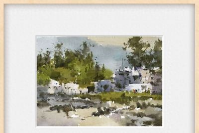 每日一画 | 晴光泼翠融村影 水色洇云抱日声·阳光下的小村·写意水彩 - 今日头条