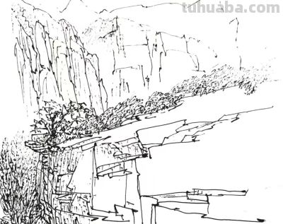 余又刚 ‖《太行大峡谷速写》（2）于林州太行山 - 图画吧TUHUABA