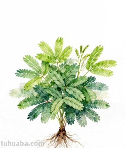 水彩画｜含羞草 - 图画吧TUHUABA