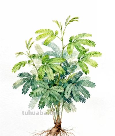 水彩画｜含羞草 - 图画吧TUHUABA