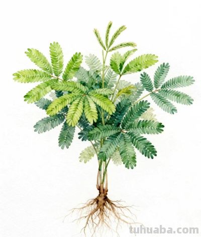水彩画｜含羞草 - 图画吧TUHUABA