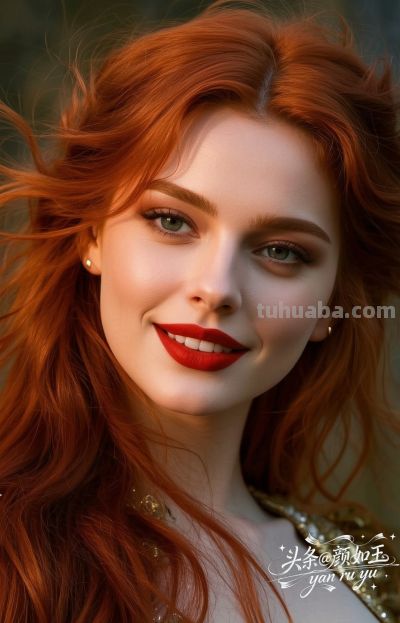 绝美油画，一眼万年的红发佳丽，自带气场的拽姐美学，致命迷人～ - 图画吧TUHUABA