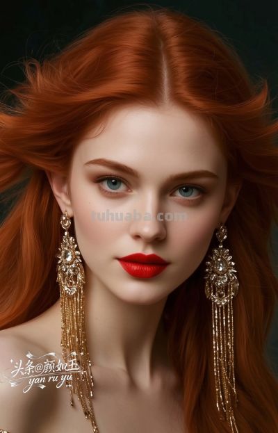 绝美油画，一眼万年的红发佳丽，自带气场的拽姐美学，致命迷人～ - 图画吧TUHUABA