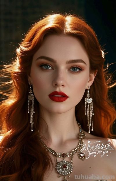 绝美油画，一眼万年的红发佳丽，自带气场的拽姐美学，致命迷人～ - 图画吧TUHUABA