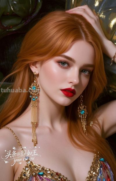 绝美油画，一眼万年的红发佳丽，自带气场的拽姐美学，致命迷人～ - 图画吧TUHUABA