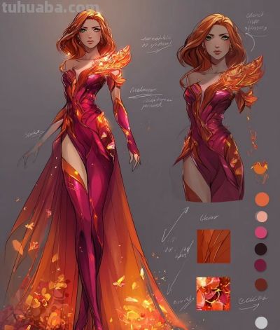 超英晚礼服设计插画 - 图画吧TUHUABA