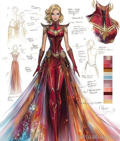 超英晚礼服设计插画 - 图画吧TUHUABA